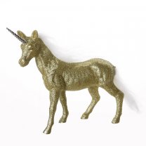 Figurine licorne déco pailletée coloris or 22x21x5cm