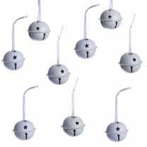 Lot de 9 grelots blancs à accrocher au sapin 4cm