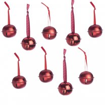 Lot de 9 grelots rouges à accrocher au sapin 4cm