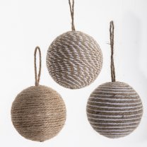 Lot de 3 boules de Noël déco sapin en ficelle