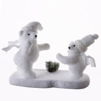 Figurine déco de Noël 2 ours blanc sur la banquise 35x16x27cm