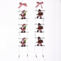 Lot de 2 petites échelles à suspendre avec père Noël et bonhomme de neige 50cm