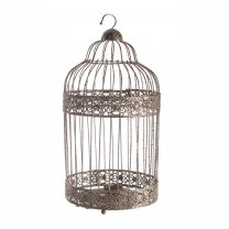 Cage décorative à paillettes dorée photophore pour bougie chauffe-plat H40cm