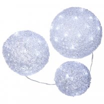 Lot de 3 boules de Noël lumineuses 56 LED, 3 dimensions lumière blanc froid