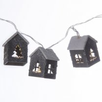 Guirlande de Noël lumineuse 10 LED petits chalets en bois 135cm