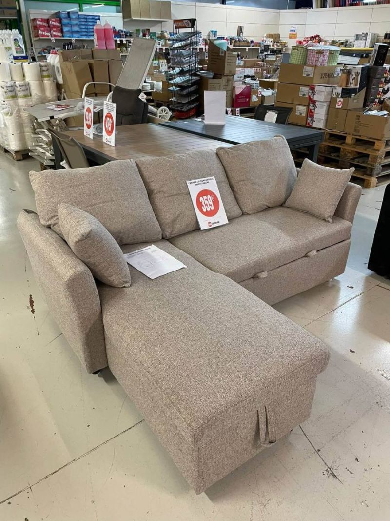 Canapé d'angle convertible gris